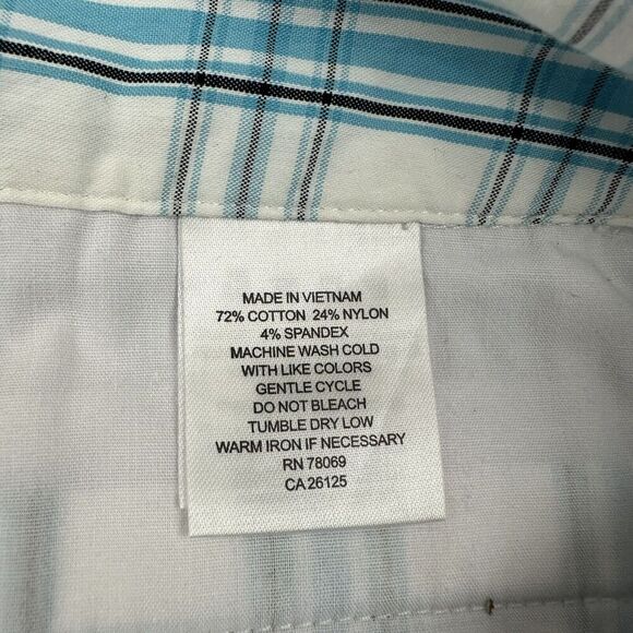 Ashworth White Blue Plaid Bermuda Shorts Size 6 Flat Front Cotton Blend Stretch - Picture 5 of 8